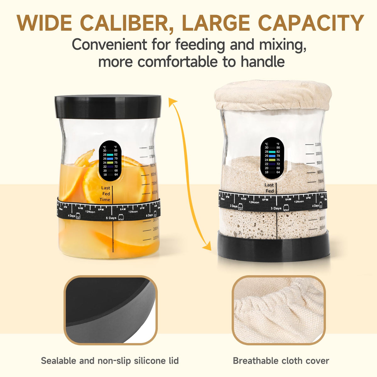 Arbnic Sourdough Starter Kit - 50oz Wide Mouth Jar