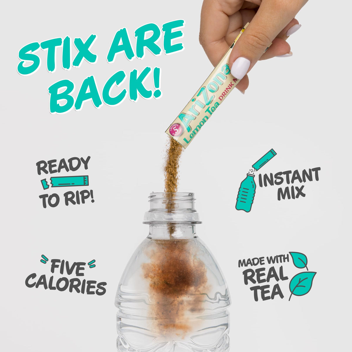 AriZona Lemon Tea Stix On-the-Go — 120 Sticks (12 Boxes) | 5 Calories per Stick