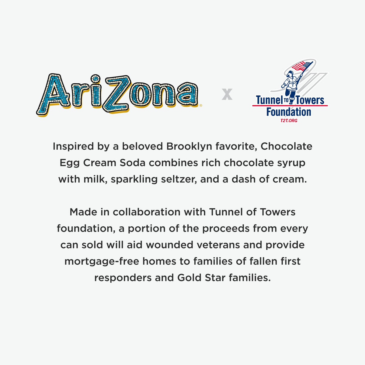 AriZona Chocolate Egg Cream Soda - 22oz Big Can (Pack of 12) | Tunnels to Towers Foundation