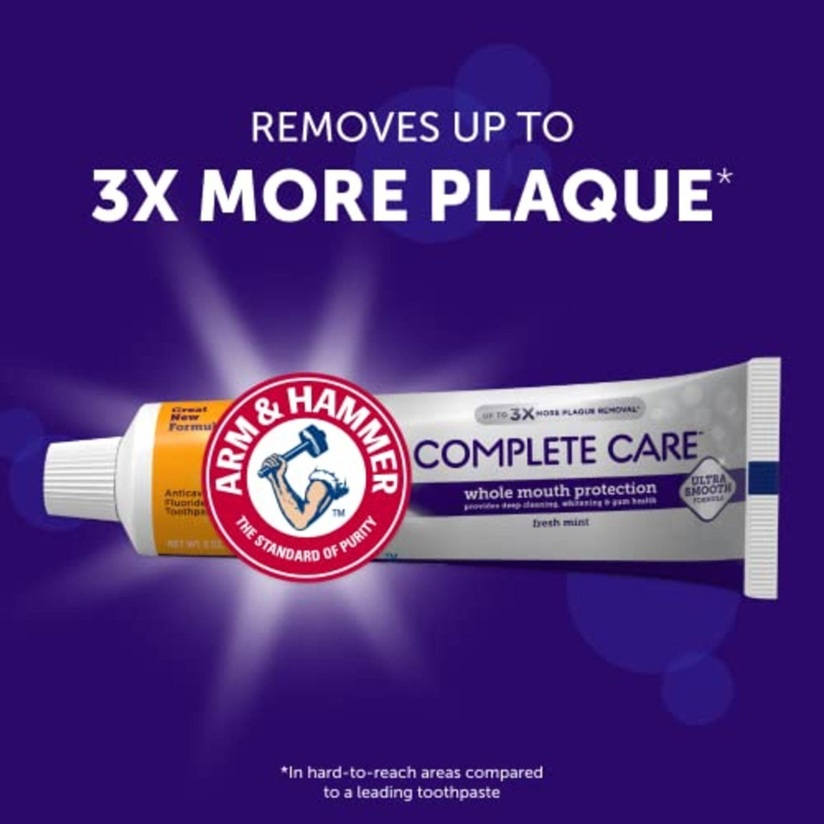 ARM & Hammer Complete Care Toothpaste, Teeth Whitening Toothpaste with Baking Soda, Fluoride, Whole Mouth Protection, Fresh Mint Flavor, 6.0 oz (Pack of 4)