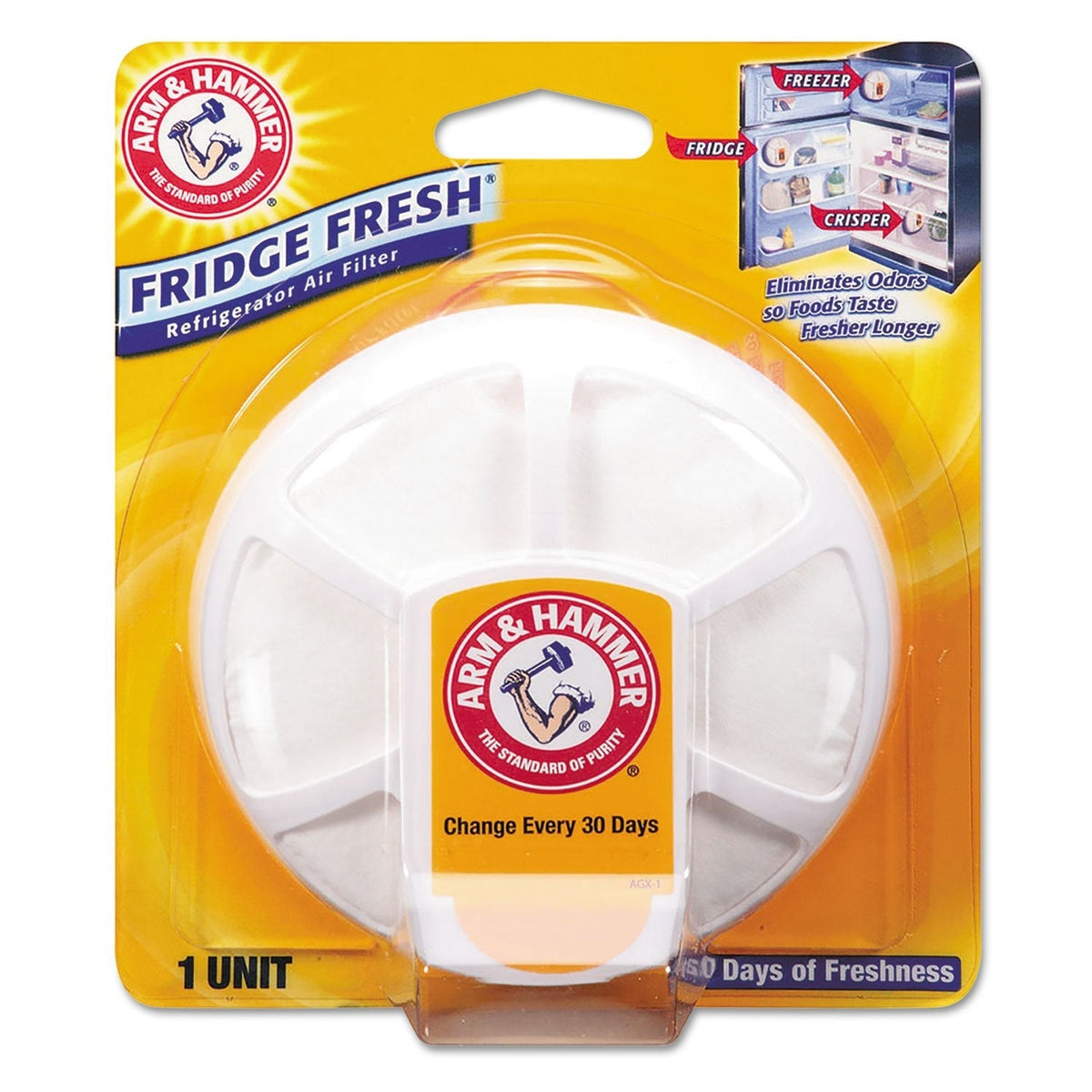 Arm & Hammer Fridge Fresh Baking Soda, Unscented, 8/Carton – Odor Control for Fridges