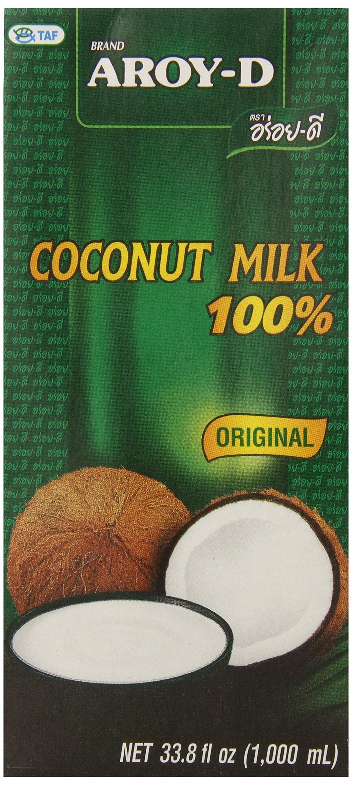AROY-D 100% Coconut Milk - 3 x 33.8 oz Aseptic Cartons (Vegan, No Preservatives)