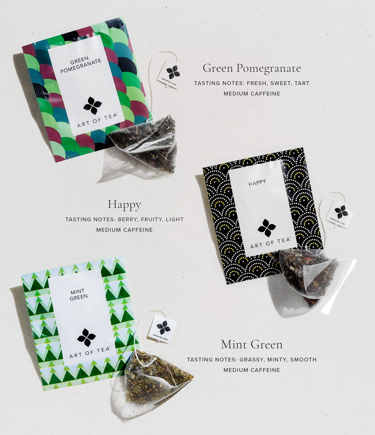 Art of Tea Assorted Tea Sampler 12 Count - 12 Flavors, Individually Wrapped Sachets