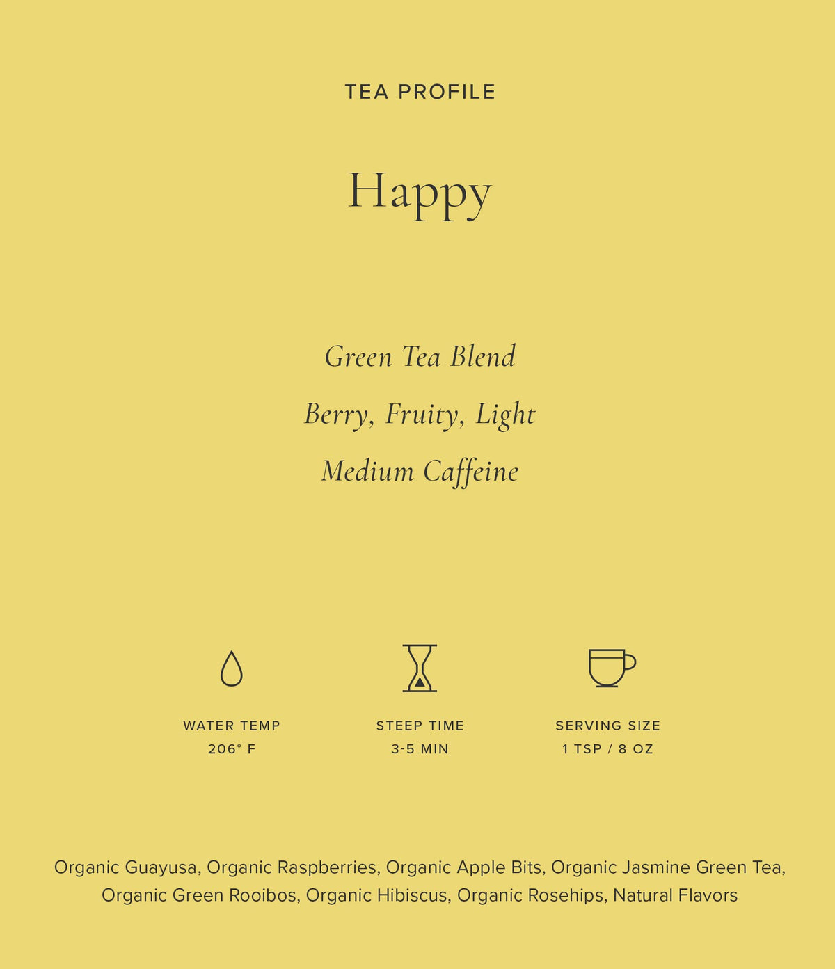 Art of Tea Organic Happy Tea – Organic Green Tea with Jasmine & Guayusa (12 Sachets)