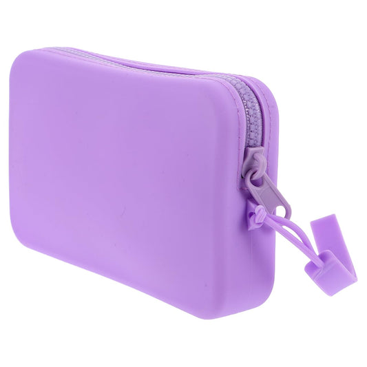ARTIBETTER Silicone Makeup Bag Zippered Small Portable Waterproof Cosmetic Pouch Travel Organizer Purple Storage Case for Toiletries and Accessories