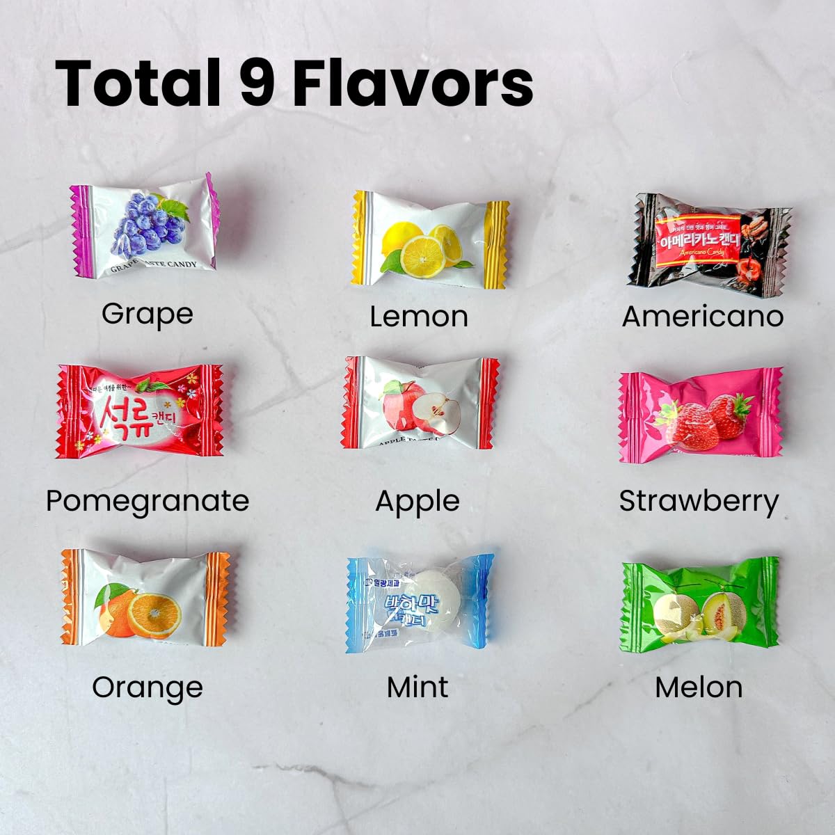 Asiatic Dishes Korean Candy Variety – 9 Flavors, 500 Individually Wrapped Candies