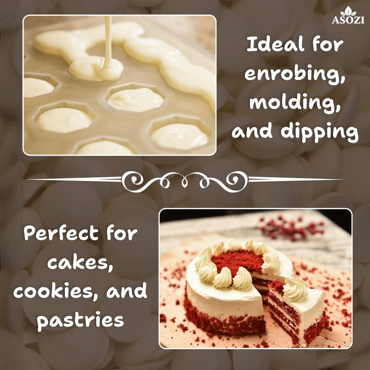 ASOZI White Chocolate Melting Wafers 5 lb – Smooth, Creamy Candy Melts for Baking, Dipping & Decorating