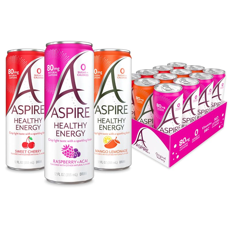 ASPIRE Classics Variety Pack – 80mg Natural Caffeine, Zero Sugar, Keto, 12 Pack