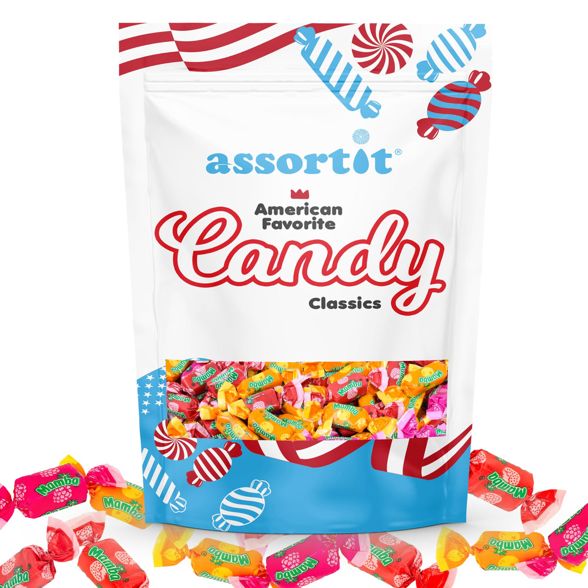 Assortit Mamba Fruit Chews – 2 Lb Bulk Party Pack, Assorted Flavors, 130 Pieces