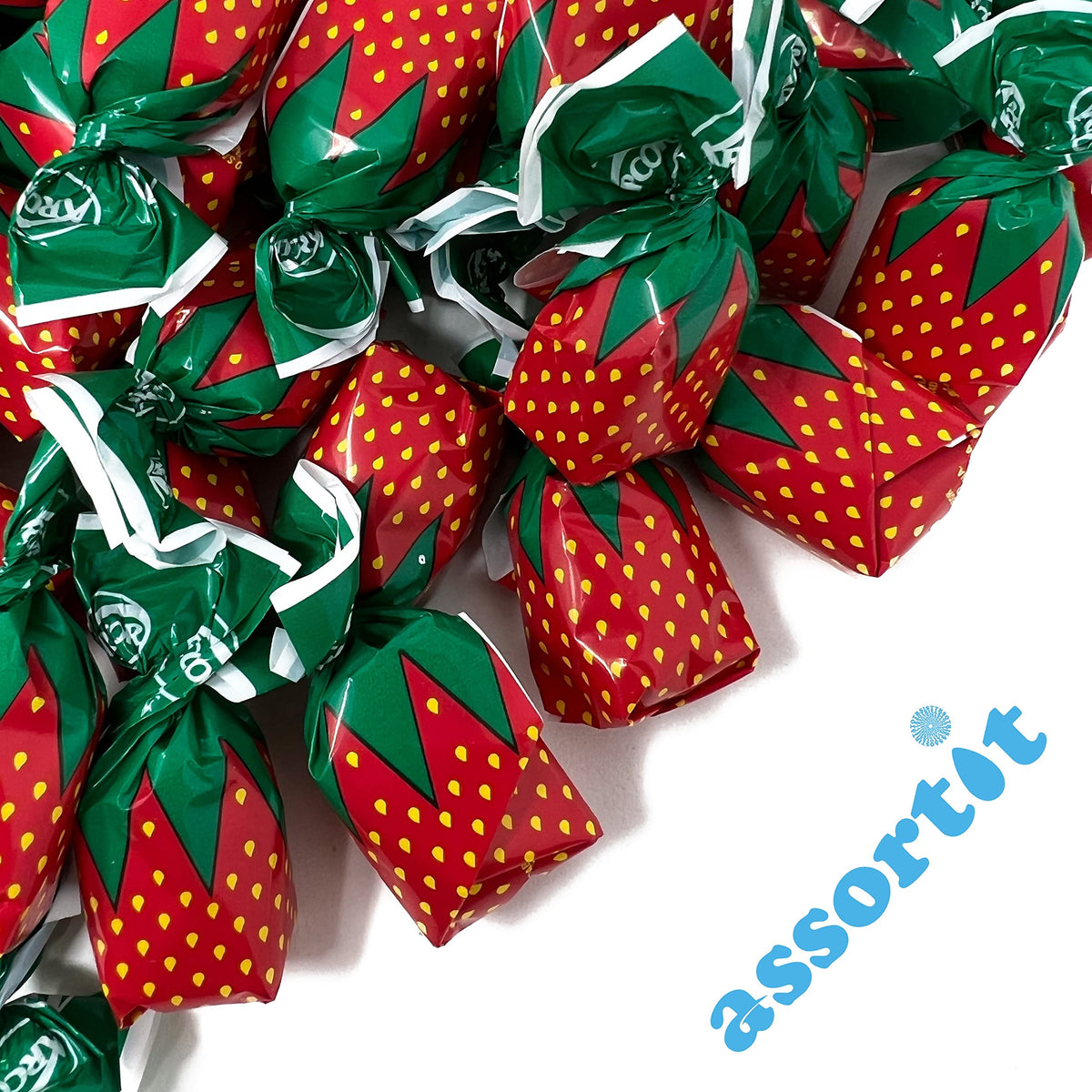 Assortit Bulk Strawberry Hard Candy – 6 lbs, Individually Wrapped, Peanut Free