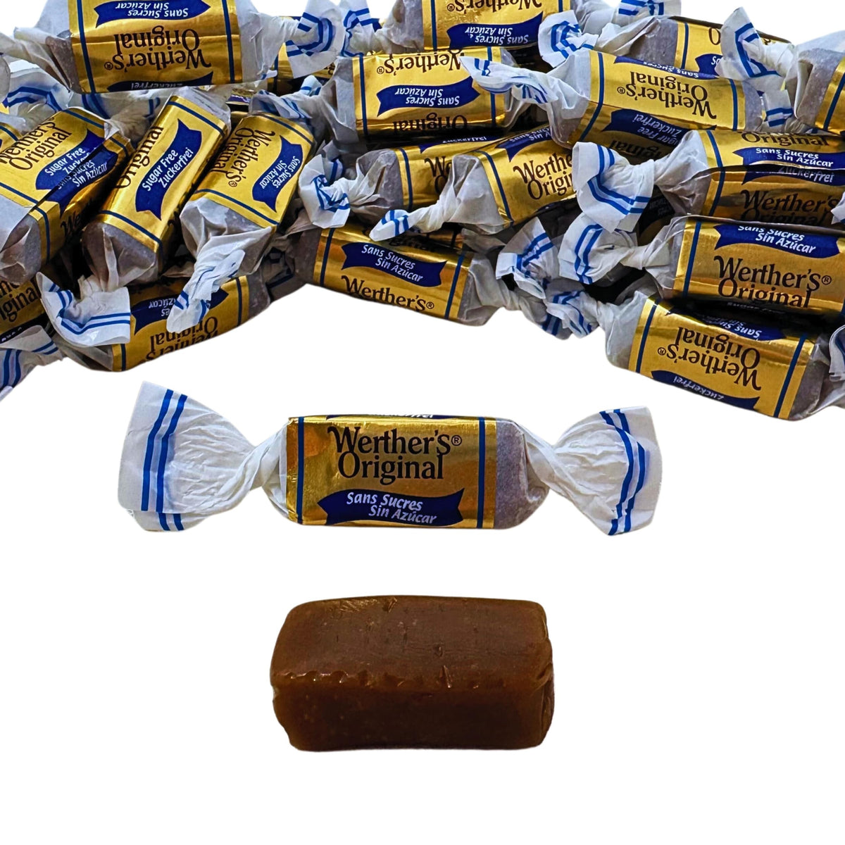 Assortit Werther's Original Premium Sugar Free Chewy Caramels — 1 lb Bulk, Individually Wrapped