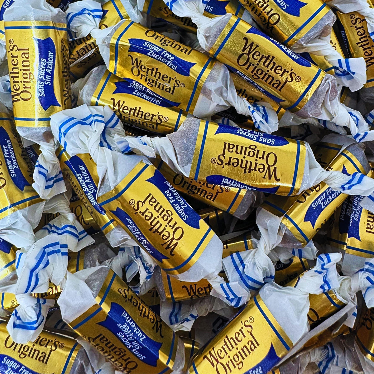 Assortit Werther's Original Premium Sugar Free Chewy Caramels — 1 lb Bulk, Individually Wrapped