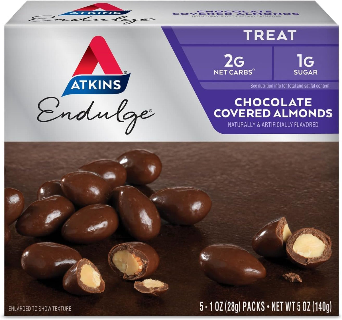 Atkins Endulge Chocolate Covered Almonds – 4-Pack, 1oz Pouches, Keto Friendly
