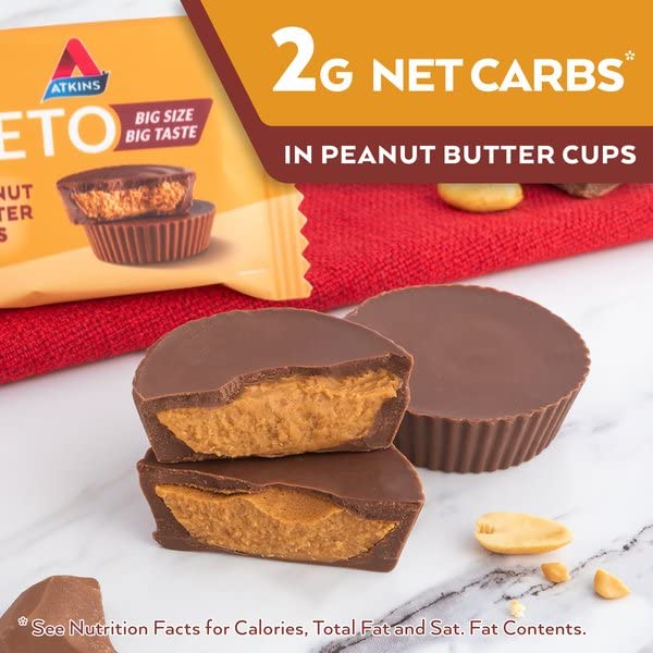 Atkins Keto Peanut Butter Cups - Zero Added Sugar, Gluten Free, 20 Count