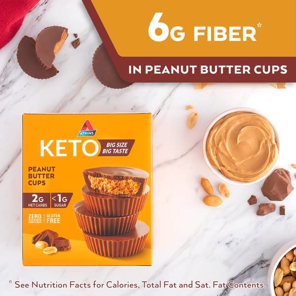 Atkins Keto Peanut Butter Cups - Zero Added Sugar, Gluten Free, 20 Count
