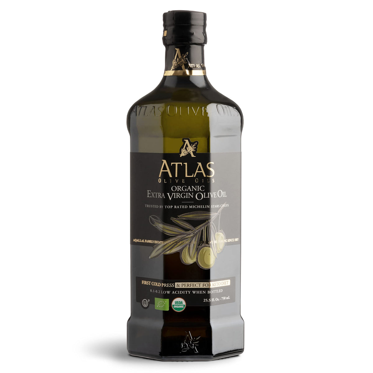 Atlas 750 mL Organic Cold-Pressed EVOO | Moroccan Polyphenol-Rich Extra Virgin Olive Oil