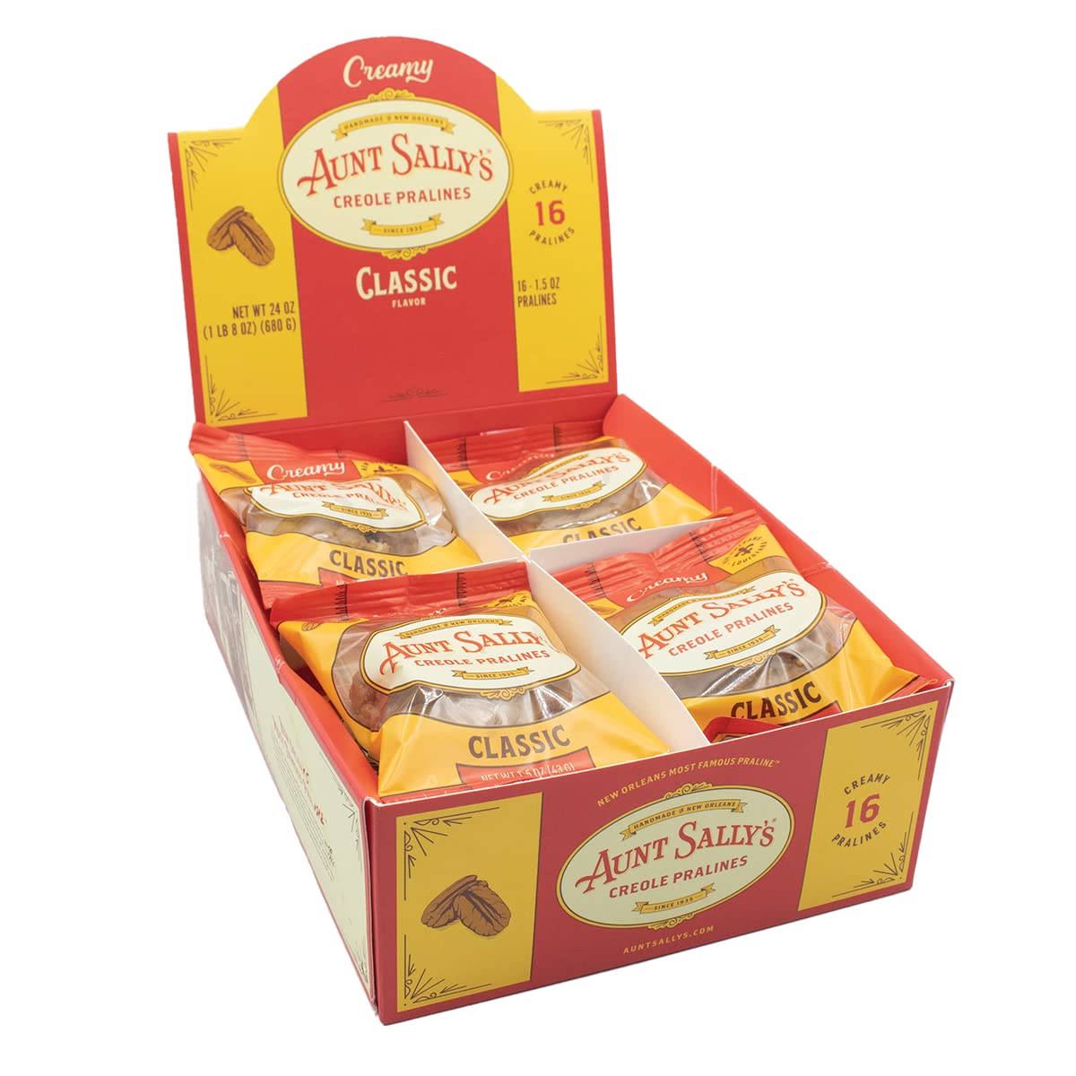 Aunt Sally's Creamy Classic Pralines – 16 Count Box | New Orleans' Most Famous Praline