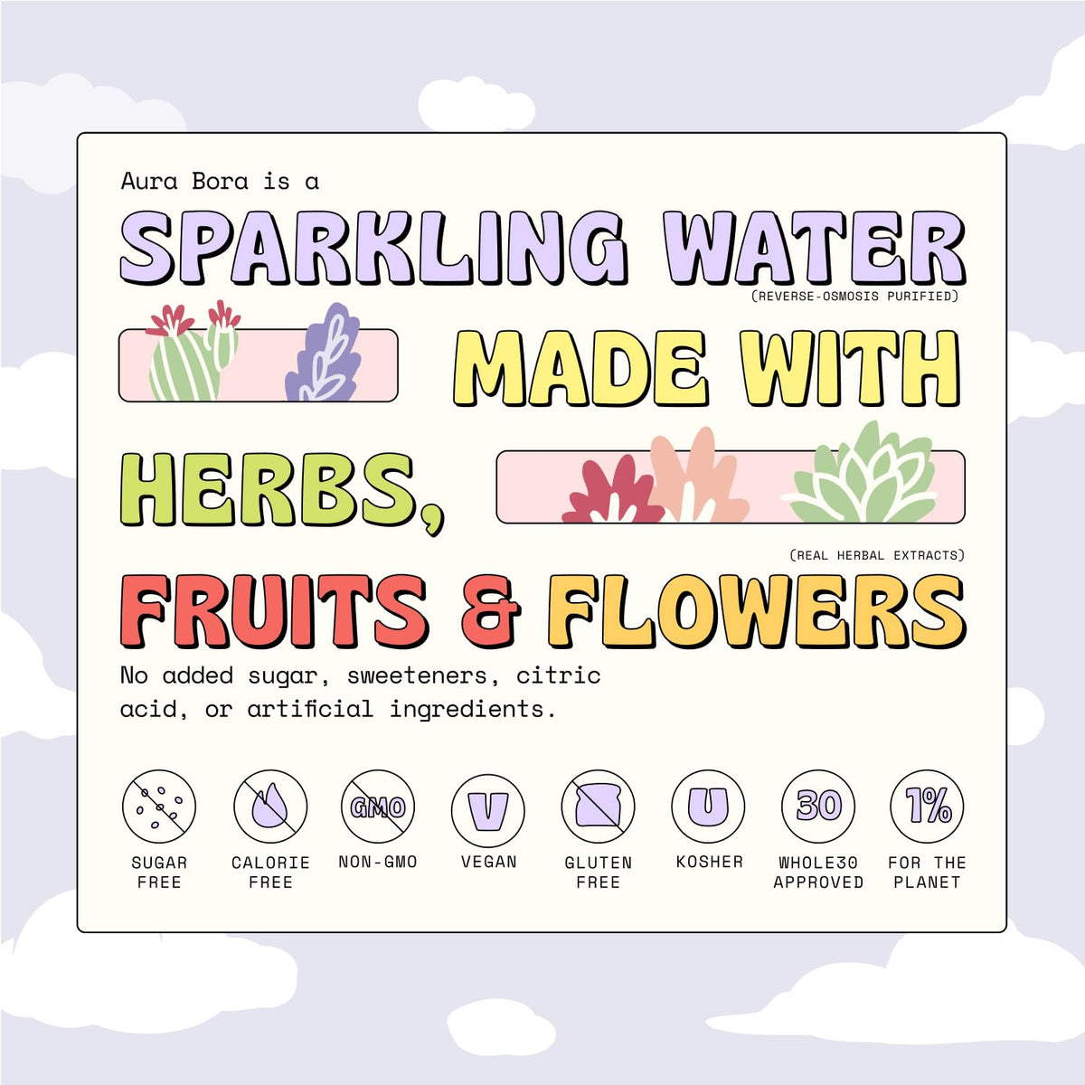 Aura Bora Citrus Variety Pack – Herbal Sparkling Water, 18 Cans, 0 Calories, 0 Sugar, 0 Sodium, Non-GMO