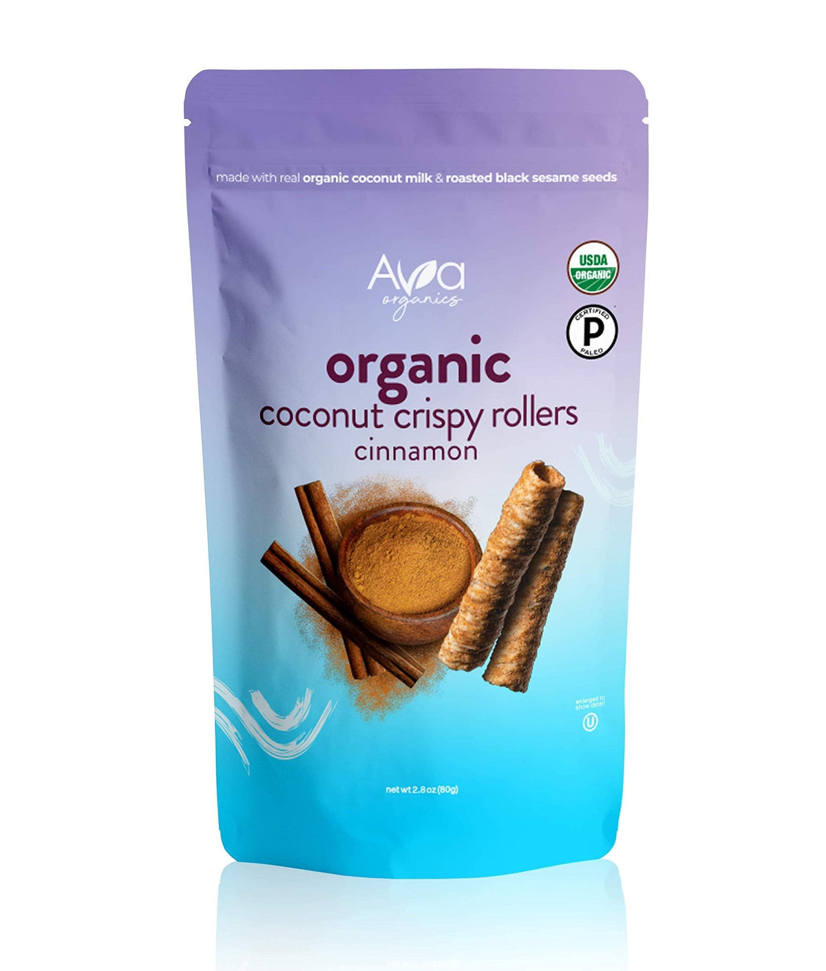 Ava Organics Cinnamon Coconut Crispy Rollers – Gluten Free, Paleo, Pack of 8 (2.8 oz each)