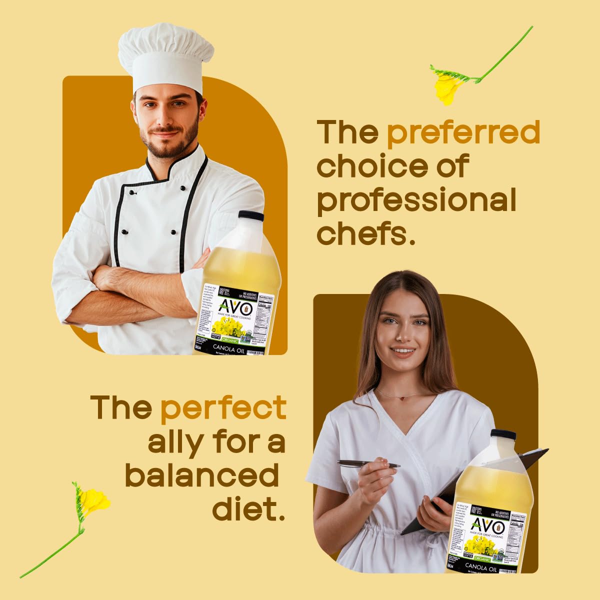 AVO Organic Canola Oil – High Smoke Point 465°F, 64 oz, No Preservatives, Made in USA