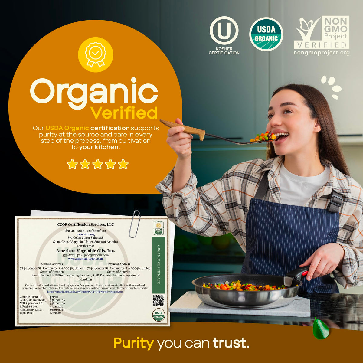 AVO Organic Canola Oil – High Smoke Point 465°F, 64 oz, No Preservatives, Made in USA