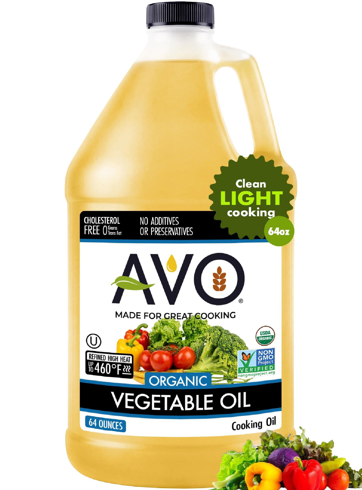 AVO Organic Vegetable Oil, 64 Fl oz – No Preservatives Added | Cholesterol Free