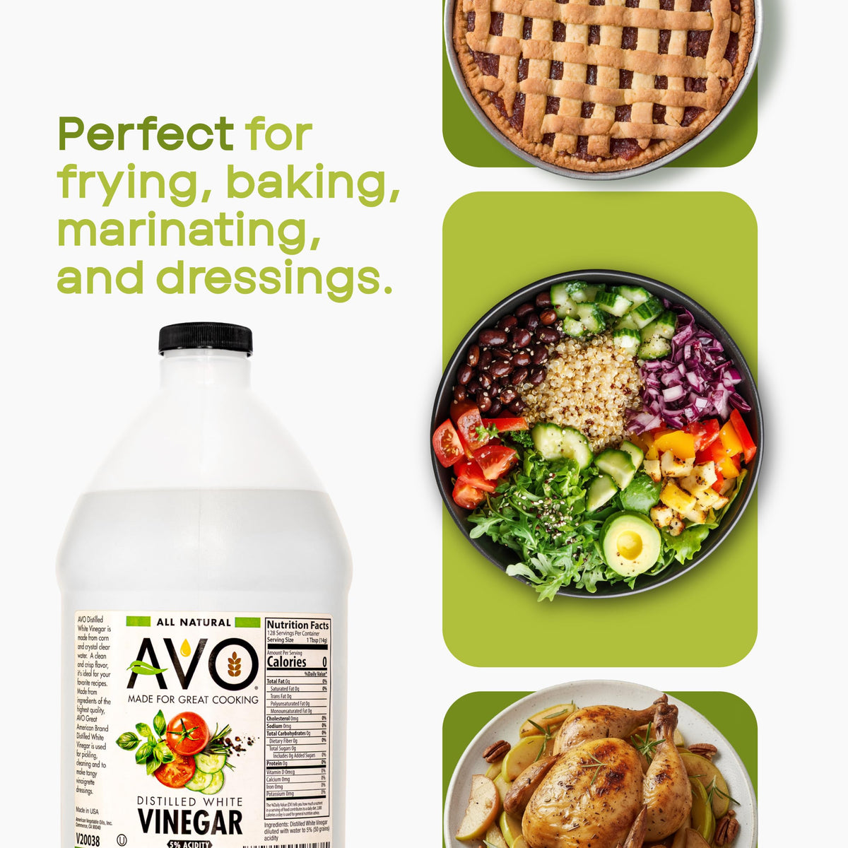 AVO Distilled White Vinegar – 1 Gallon (2 Pack), 5% Acidity, Pure & Multipurpose
