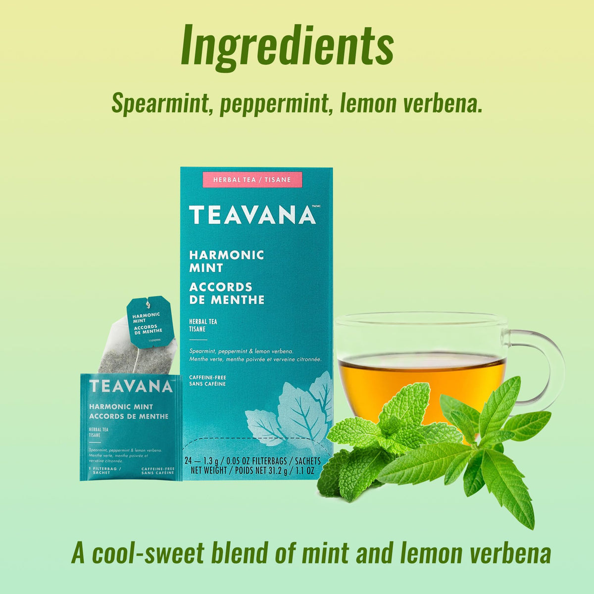 AYD Goods Medicine Ball Tea Bundle: Ginger Peach & Harmonic Mint with Honey Sticks (48 Teabags)