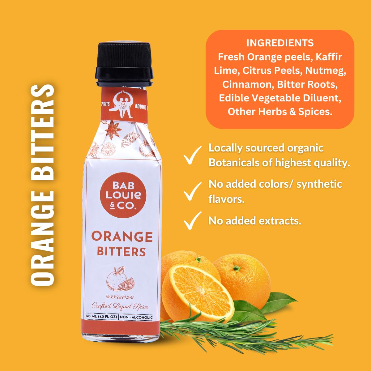 Bab Louie & Co. Orange Bitters - Non-Alcoholic, Award-Winning 120ml for Cocktails