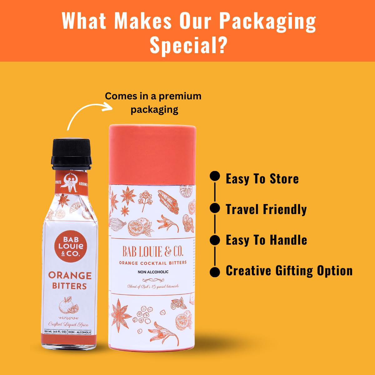 Bab Louie & Co. Orange Bitters - Non-Alcoholic, Award-Winning 120ml for Cocktails