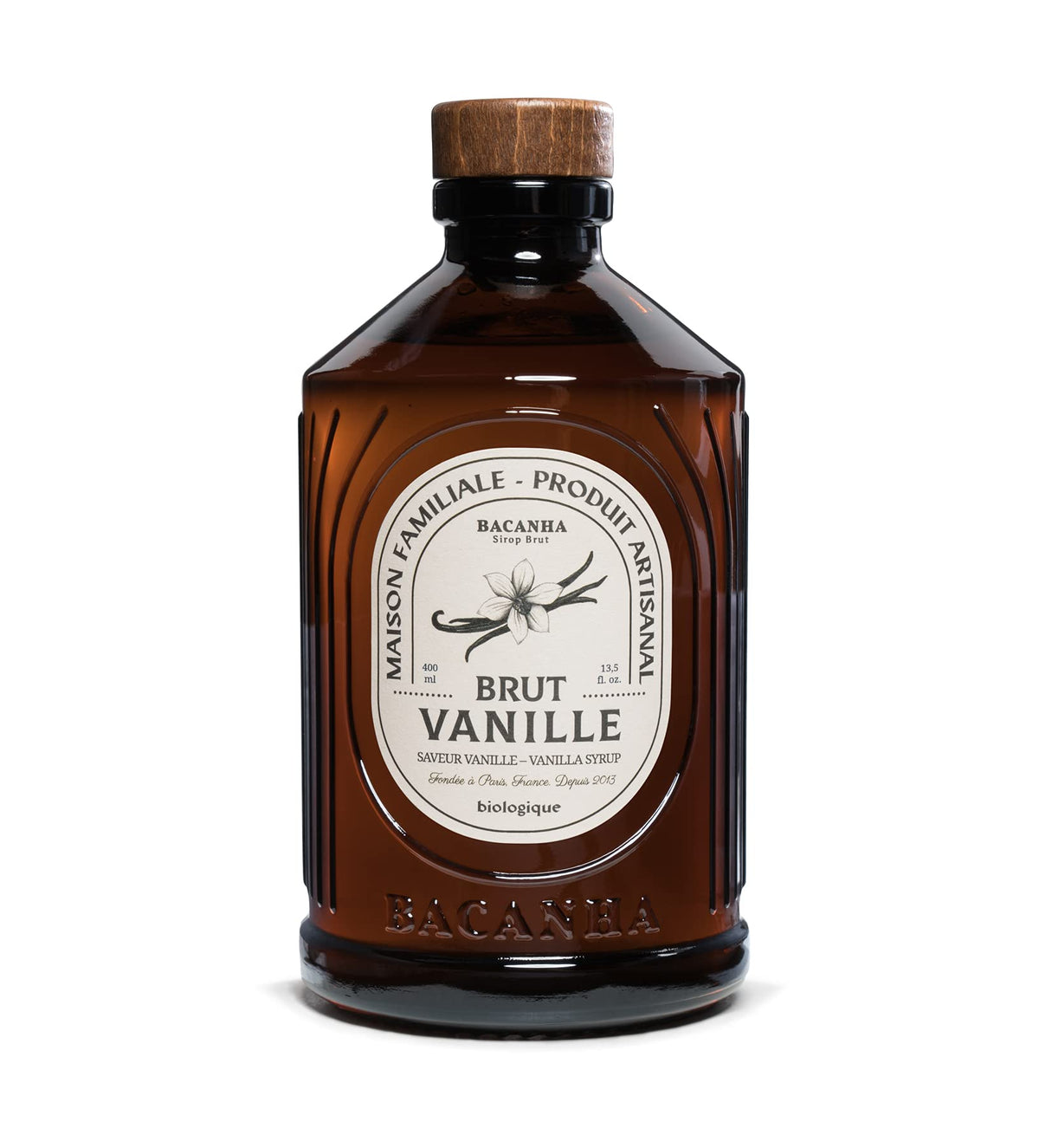Bacanha Organic Raw Vanilla Syrup - Premium French Syrup for Coffee, Desserts & Cocktails | 400ml Glass Bottle
