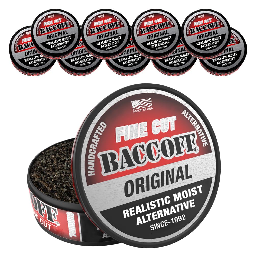 BACC OFF Original Fine Cut – 10 Cans, Bold Smoky Black Tea Flavor