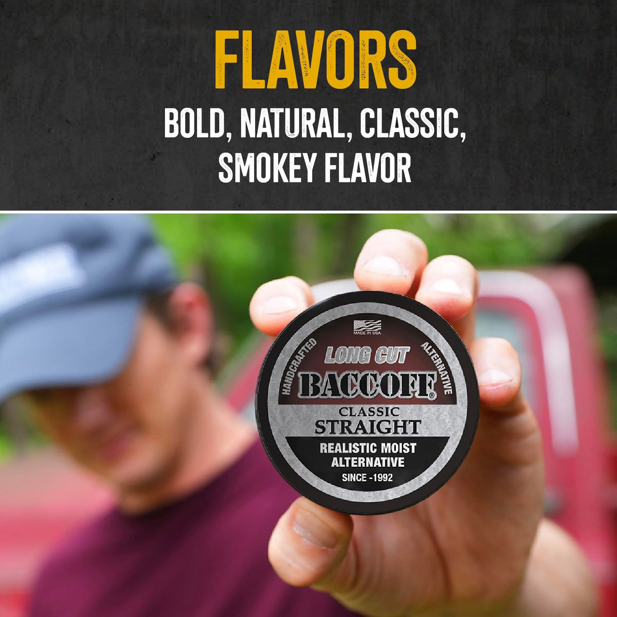 BACC OFF Classic Straight Long Cut: Bold, Natural Flavor (5 Cans)