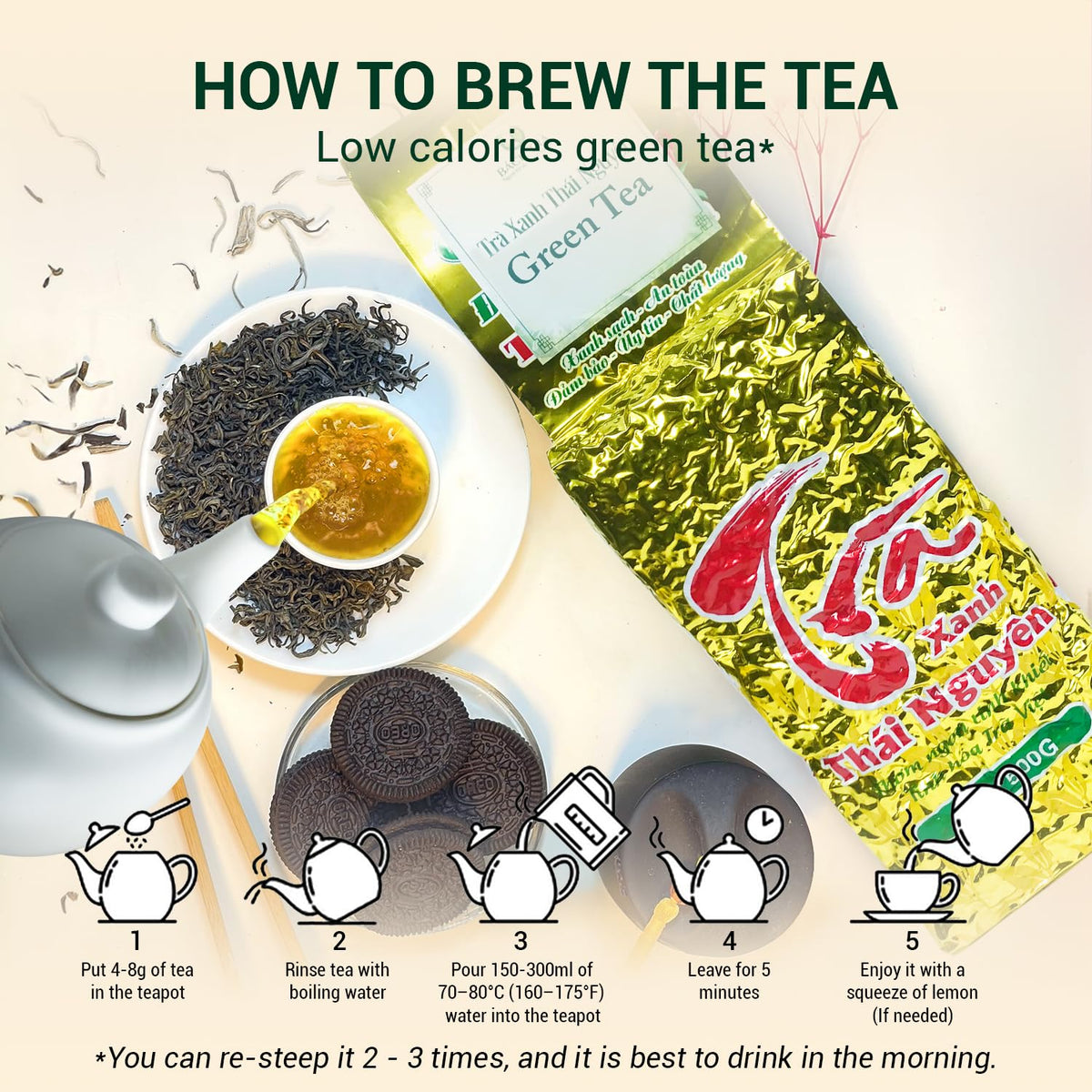 BACH TRA Green Tea Loose Leaf 17.64 oz – Thai Nguyen Tea Buds | Smooth, Low Caffeine | Large Value Pack