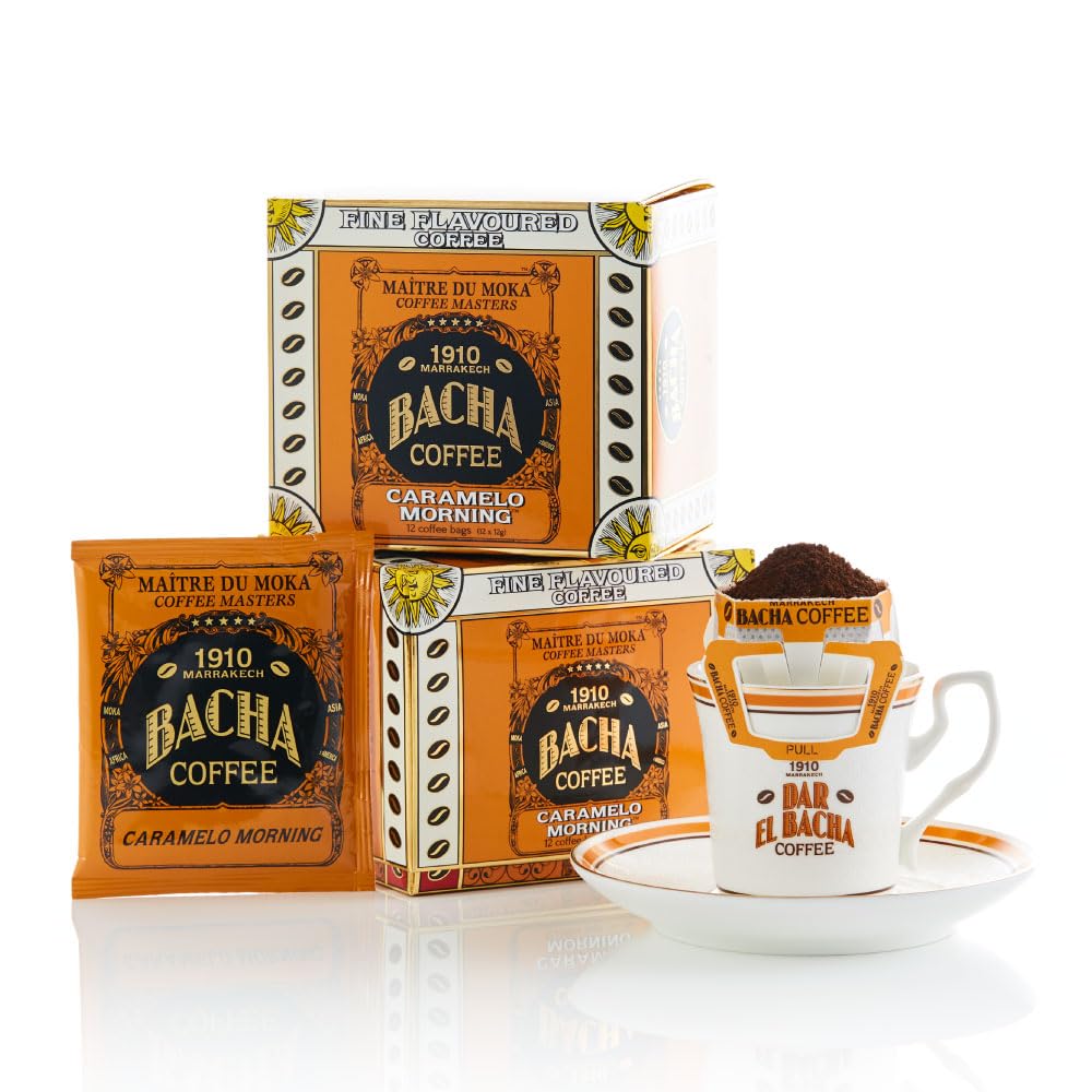 Bacha Coffee Caramelo Morning – 100% Arabica, Fine Flavoured, 12 Drip Bags Gift Box