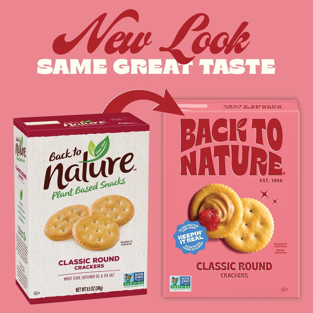 Back To Nature Classic Round Crackers - Dairy Free, Non-GMO, 6.5 oz (Pack of 6)