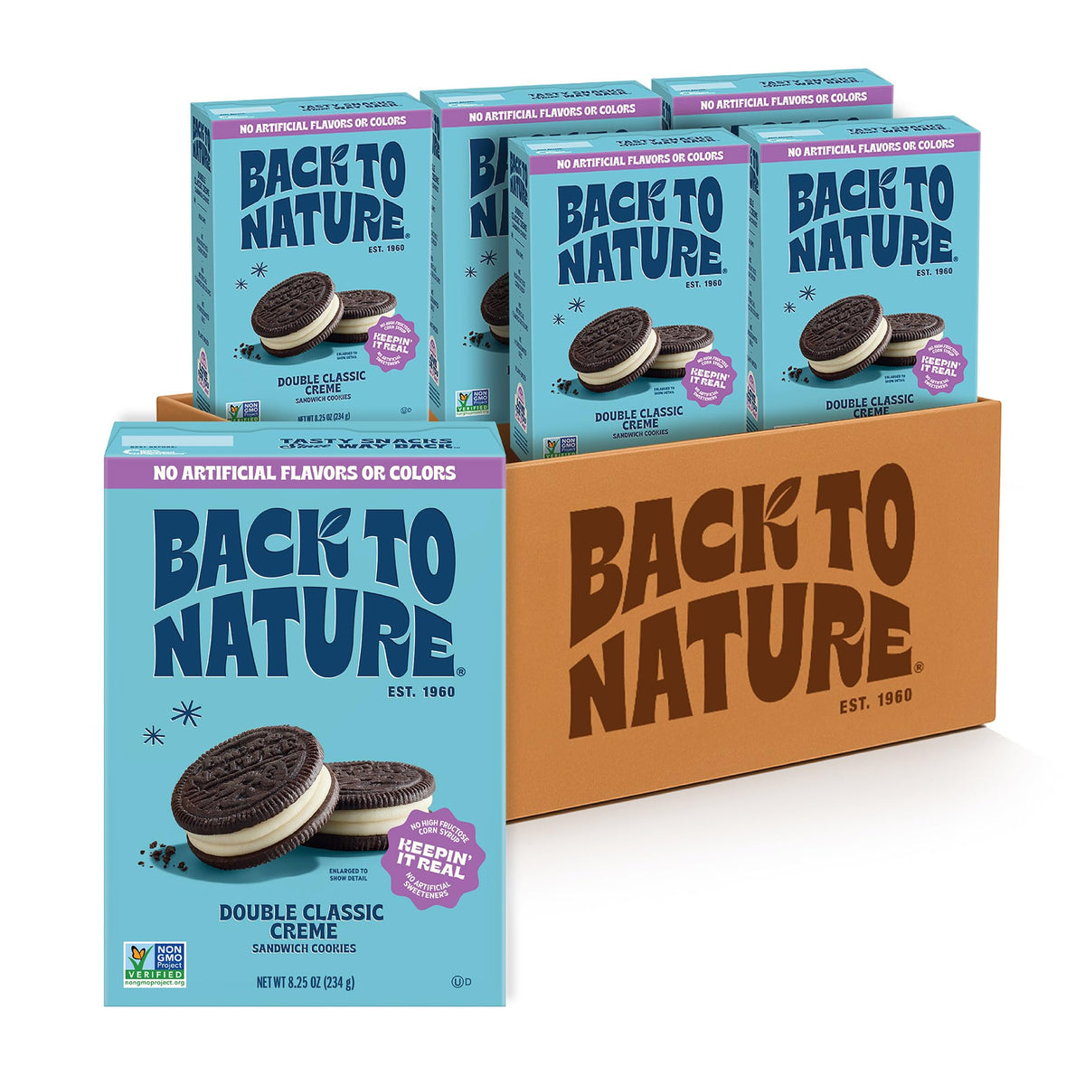 Back to Nature Double Creme Sandwich Cookies – Vegan, Non-GMO, Plant-Based (6-Pack)