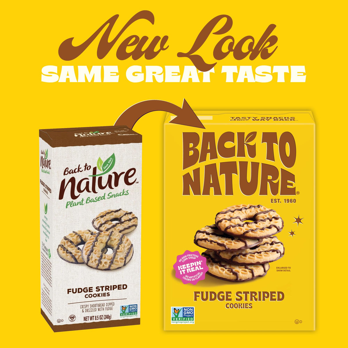 Back to Nature Fudge Striped Cookies – Vegan, Non-GMO, 6-Pack, 5.5 oz Each