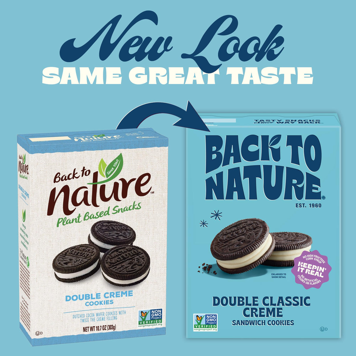 Back to Nature Double Creme Sandwich Cookies – Vegan, Non-GMO, Plant-Based (6-Pack)