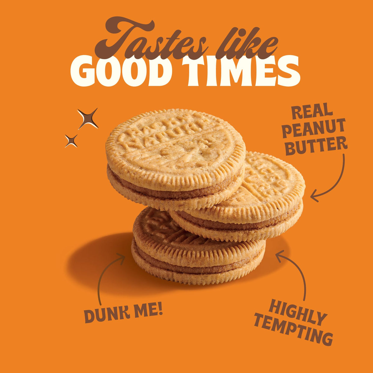 Back to Nature Peanut Butter Creme Sandwich Cookies — Real Ingredients, Whole Grains, Non-GMO, 6-Pack