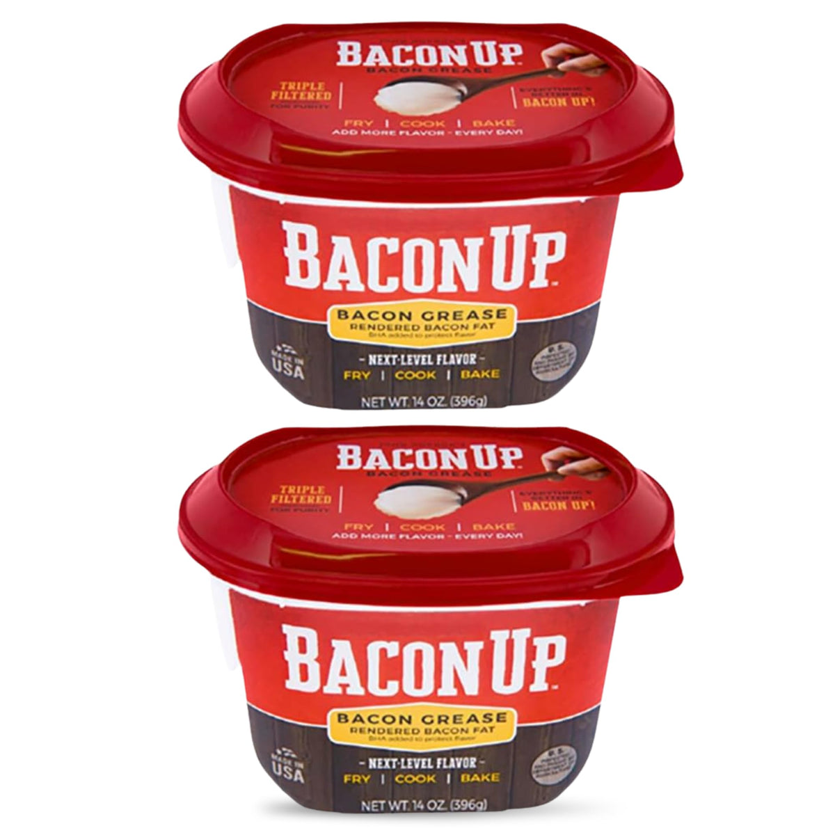 Bacon Up Bacon Grease - 14 oz Tub, 2 Pack for Cooking & Frying