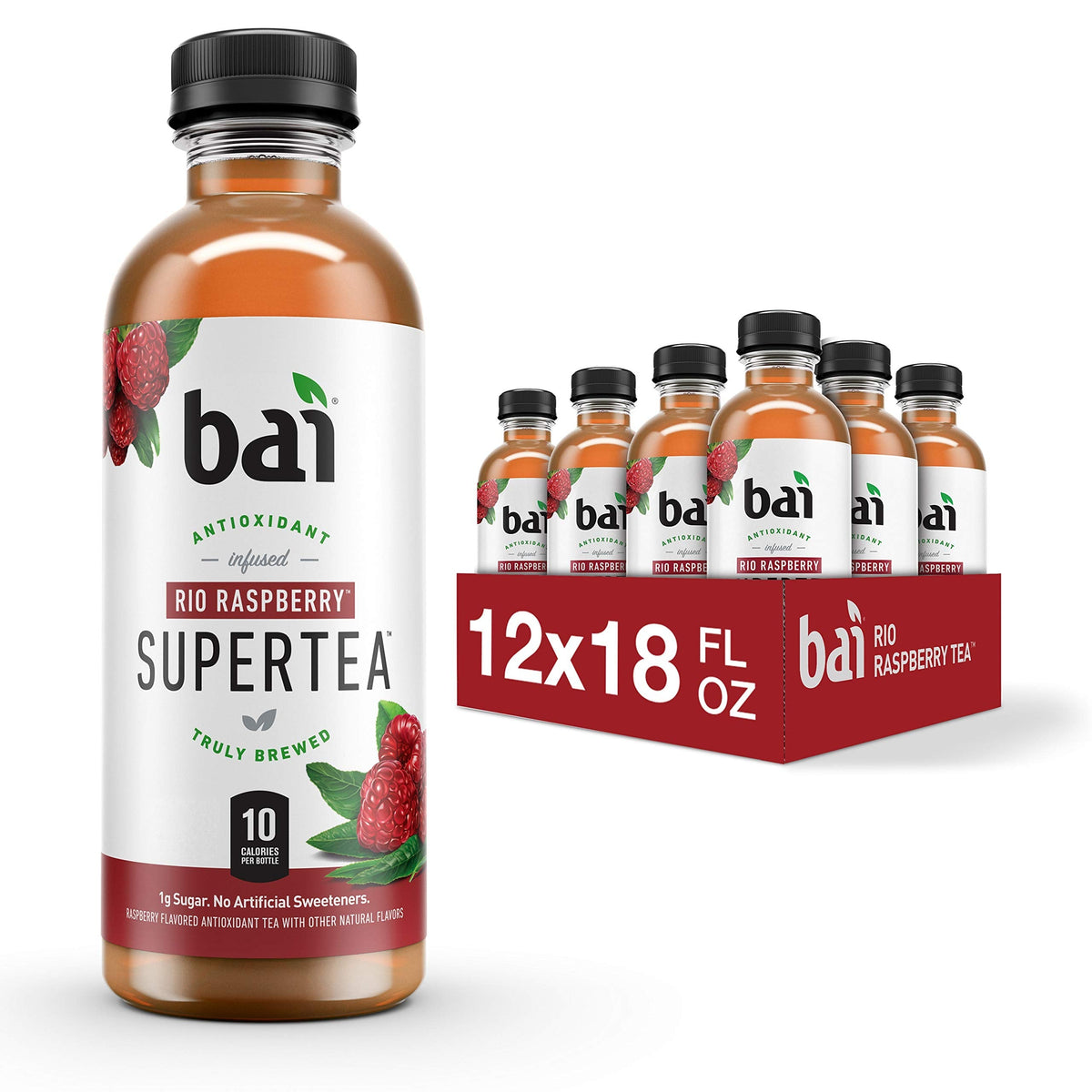 Rio Raspberry Bai Iced Tea – Antioxidant Infused Real Tea, 18 oz (Pack of 12)