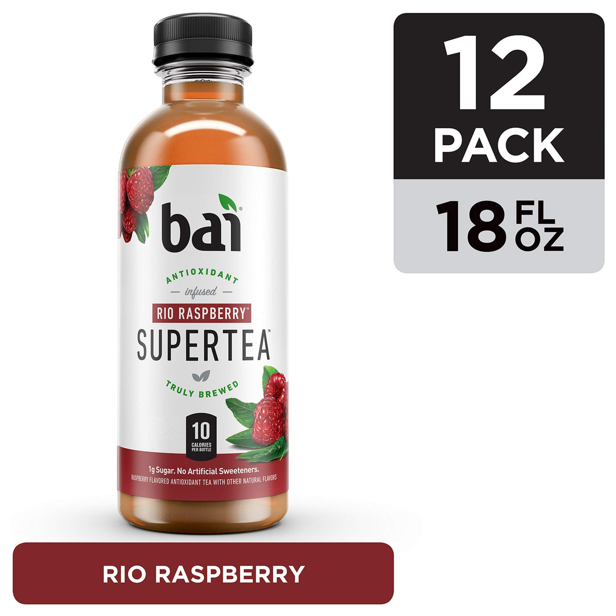 Rio Raspberry Bai Iced Tea – Antioxidant Infused Real Tea, 18 oz (Pack of 12)