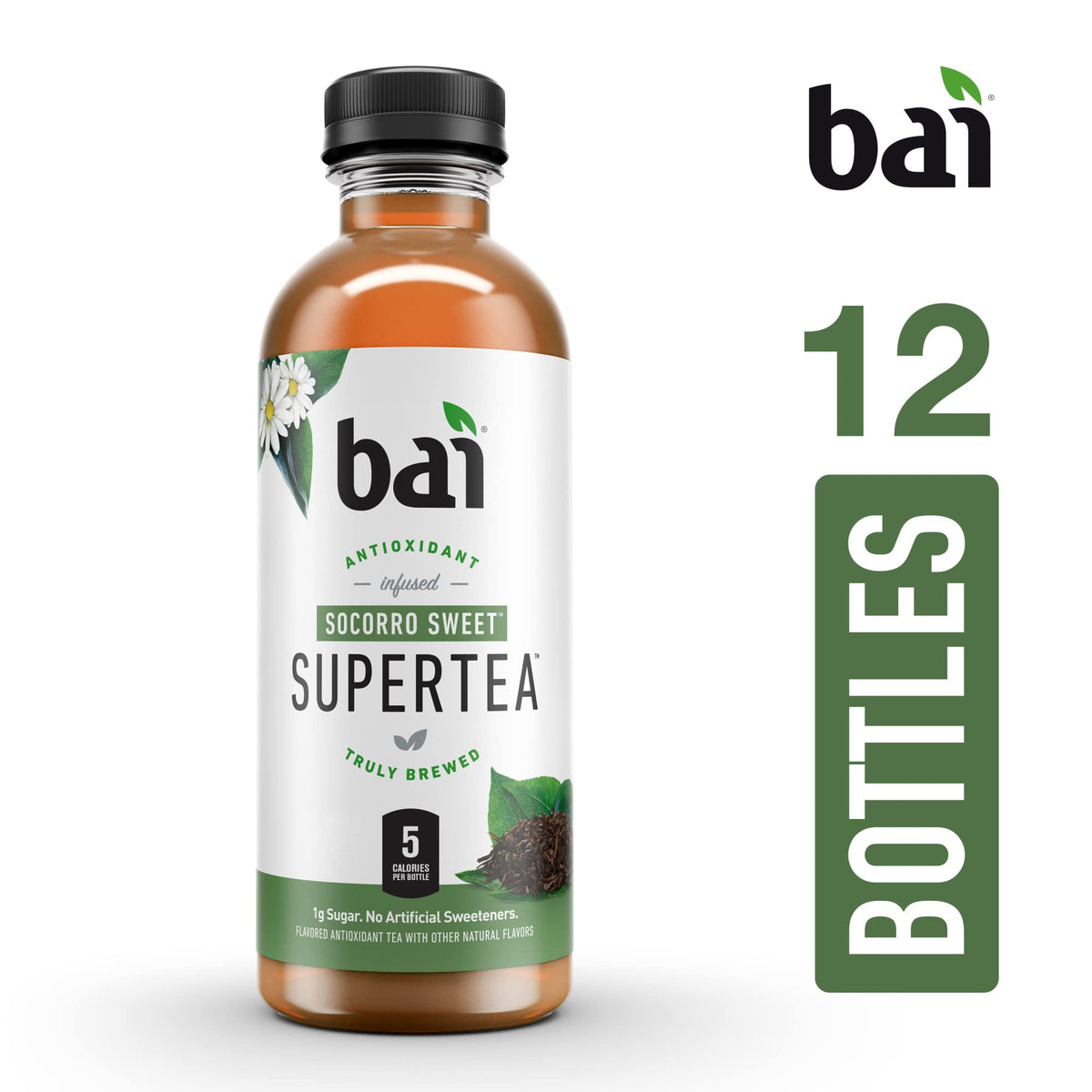 Bai Iced Tea Socorro Sweet – Antioxidant Infused Black & White Tea (18oz, 12 Pack)