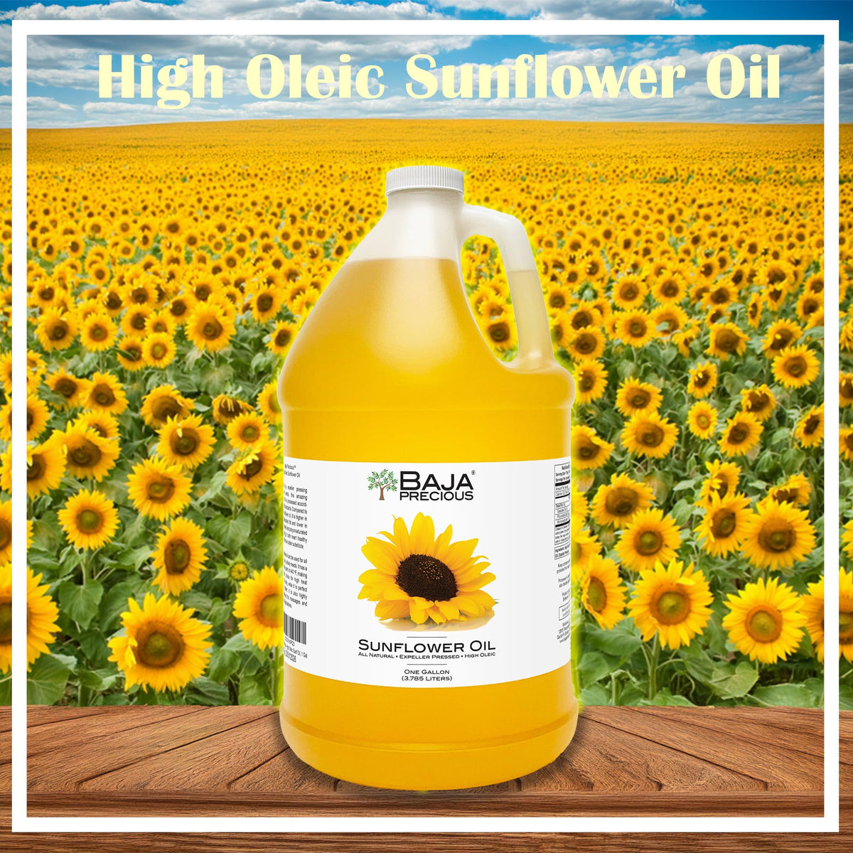 Baja Precious High Oleic Sunflower Oil - 1 Gallon Expeller Pressed, Bottled in USA