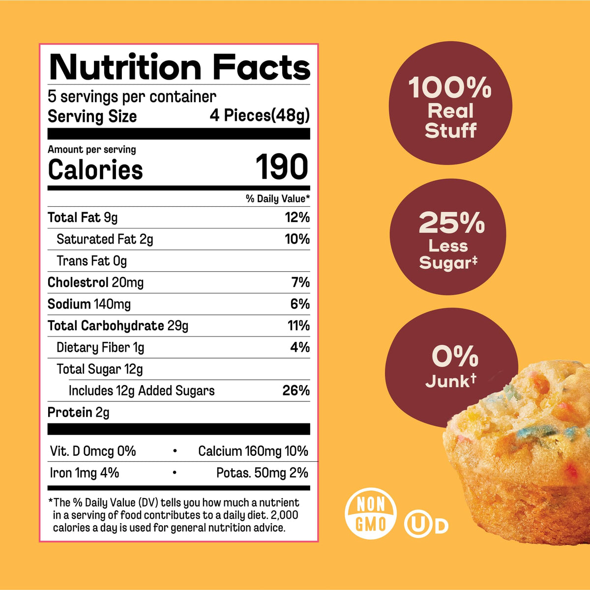 Bakeful Muffinful Triple Confetti Mini Muffins – 60 Count, Individually Wrapped, Less Sugar, Nothing Artificial