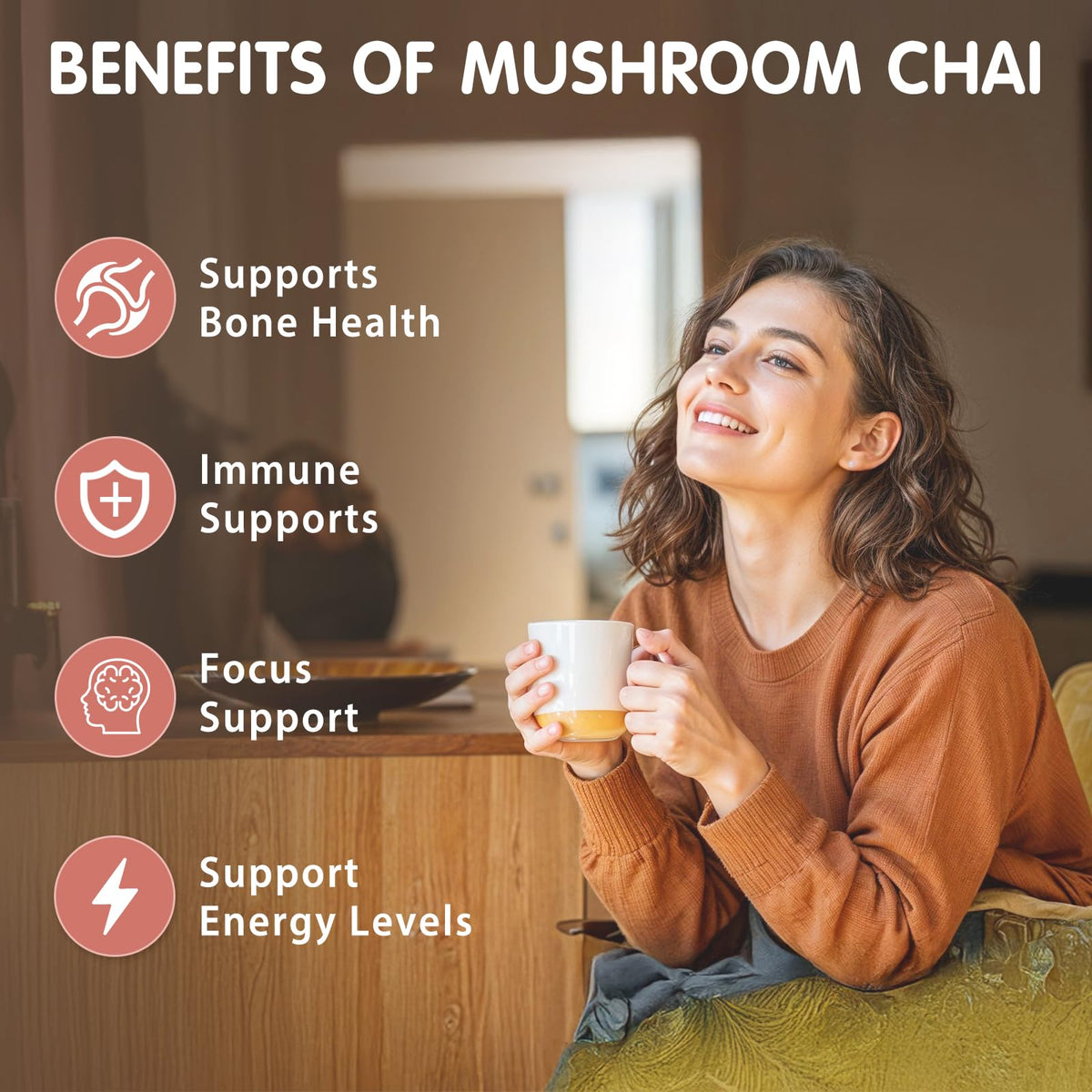 Balincer Mushroom Chai – 6 Adaptogenic Mushrooms with Ayurvedic Spices, 20 Servings