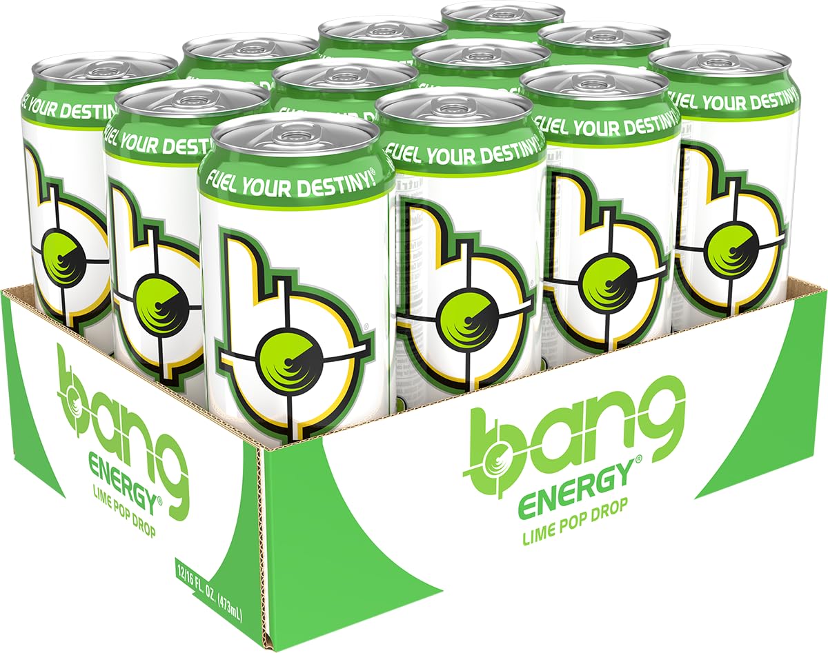 Bang Lime Pop Drop Energy Drink - Sugar-Free 16oz Pack of 12