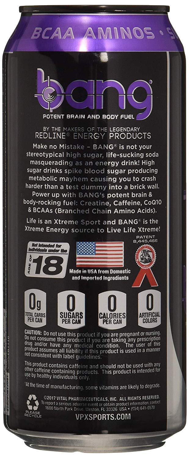 Bang Energy Purple Haze – Sugar-Free Energy Drink, 16 oz