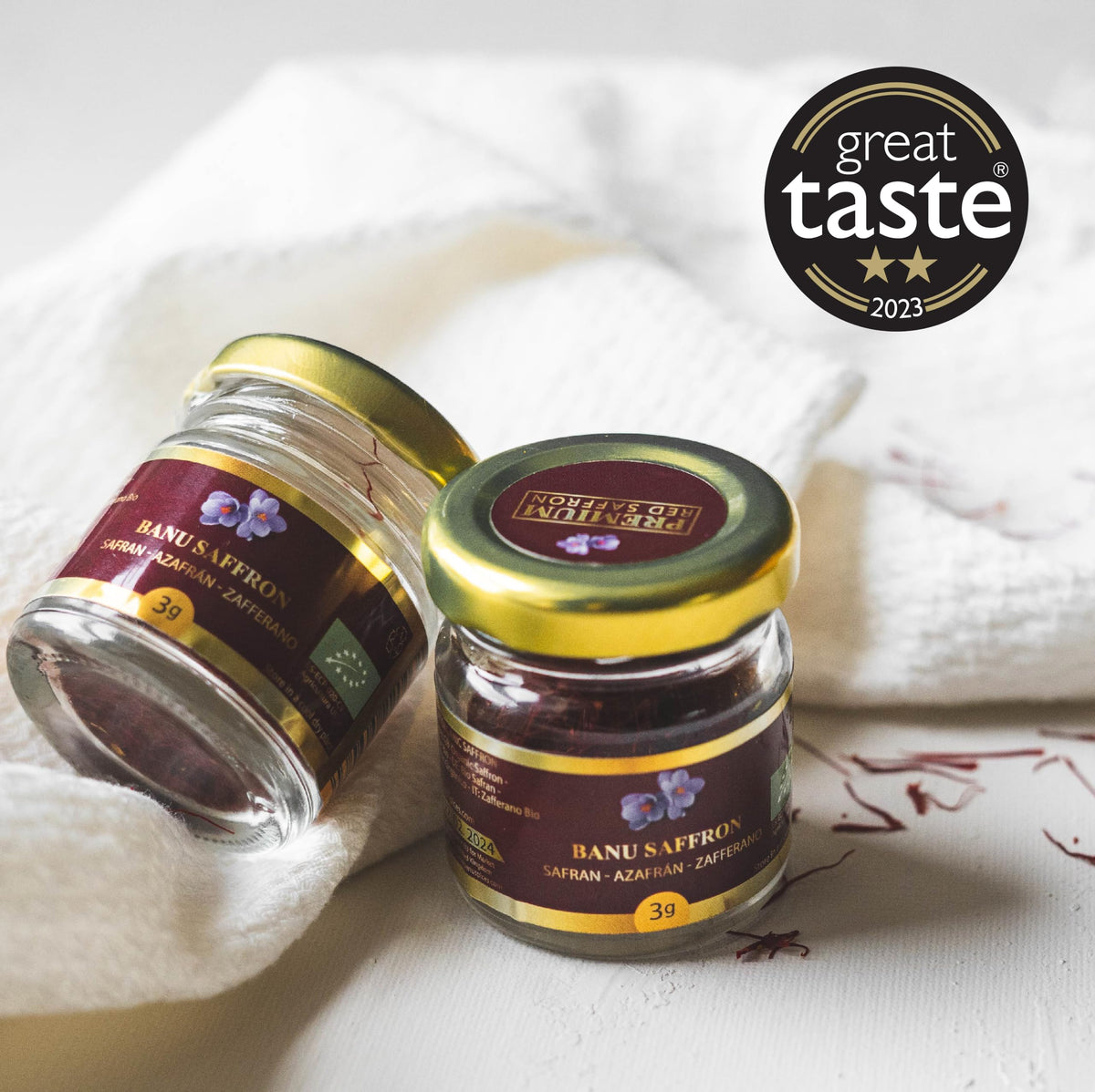Organic Saffron Threads - Banu Saffron | Award-Winning All-Red Certified Organic, 3g